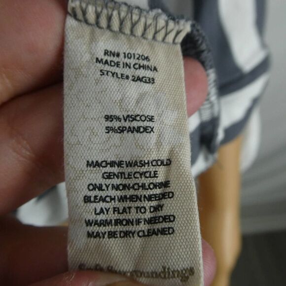 Soft Surroundings Striped Tie Sleeve Tunic Blouse Grey White Gray Medium - Picture 9 of 12